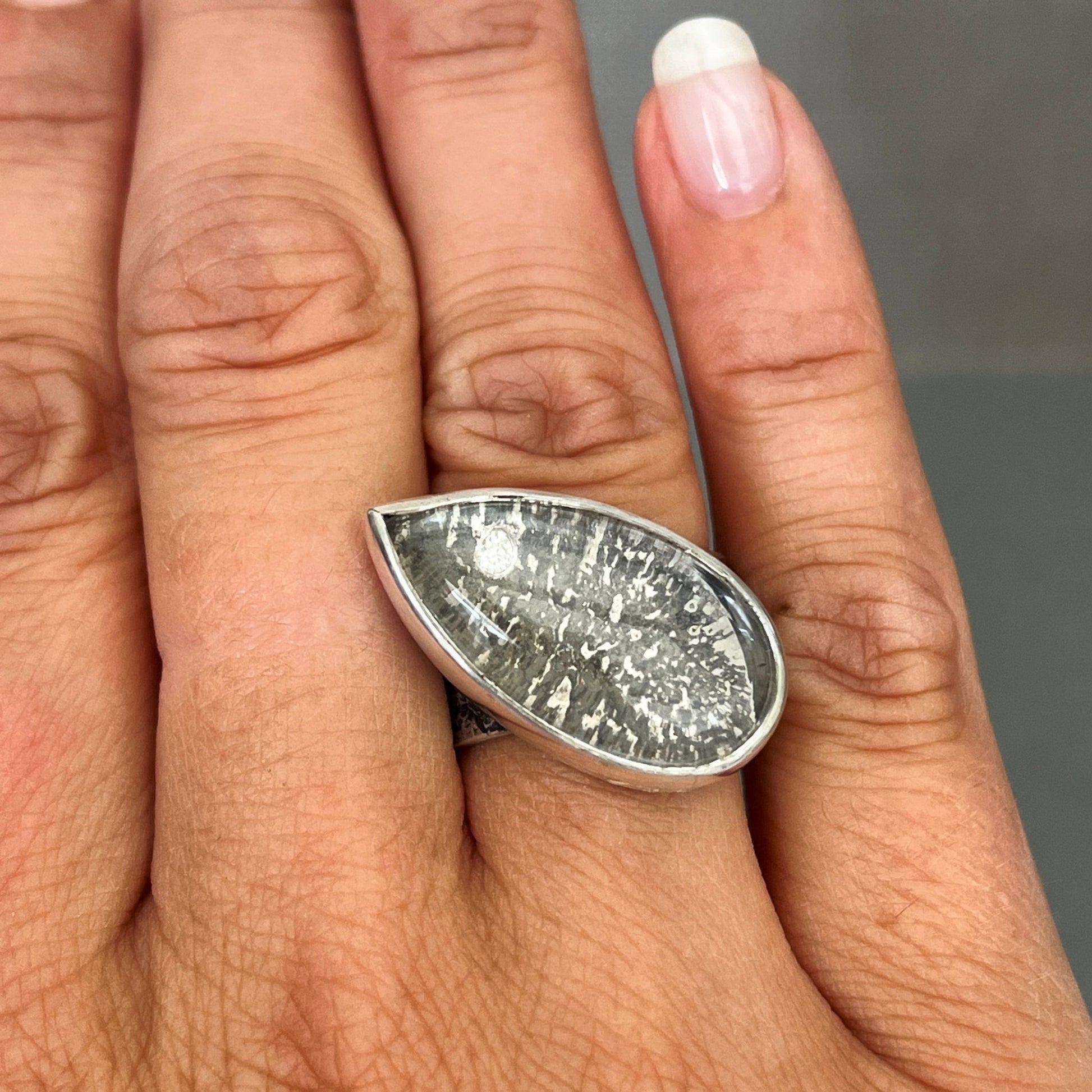 Chunky Crystal Teardrop Statement Ring - Emily Lisbeth Jewellery