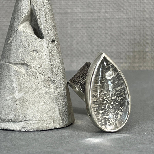 Chunky Crystal Teardrop Statement Ring - Emily Lisbeth Jewellery