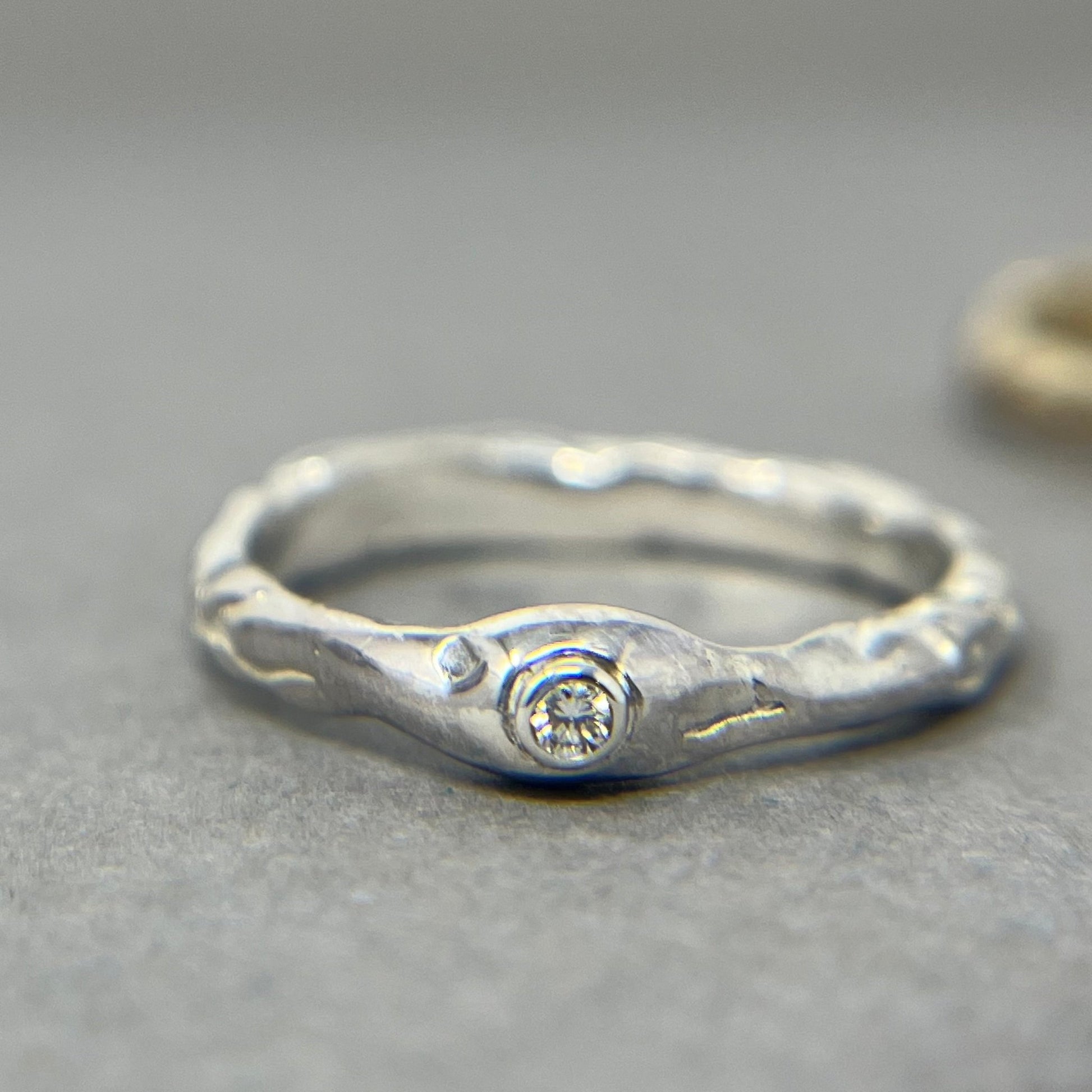 Diamond Dew Drop Silver Ring - Emily Lisbeth Jewellery