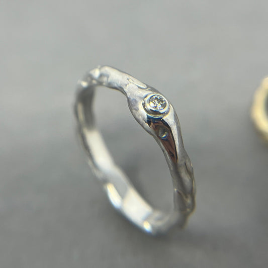 Diamond Dew Drop Silver Ring - Emily Lisbeth Jewellery