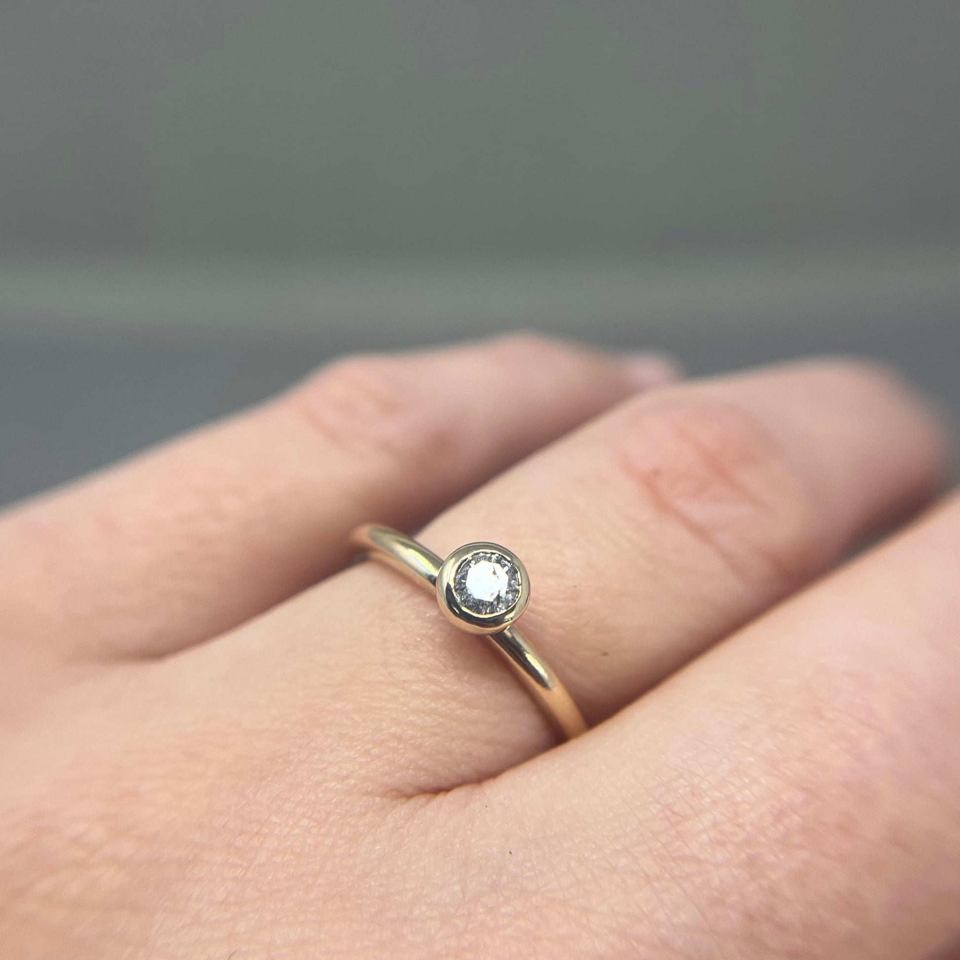 Gold and Salt and Pepper Diamond Engagement Ring - Emily Lisbeth Jewellery