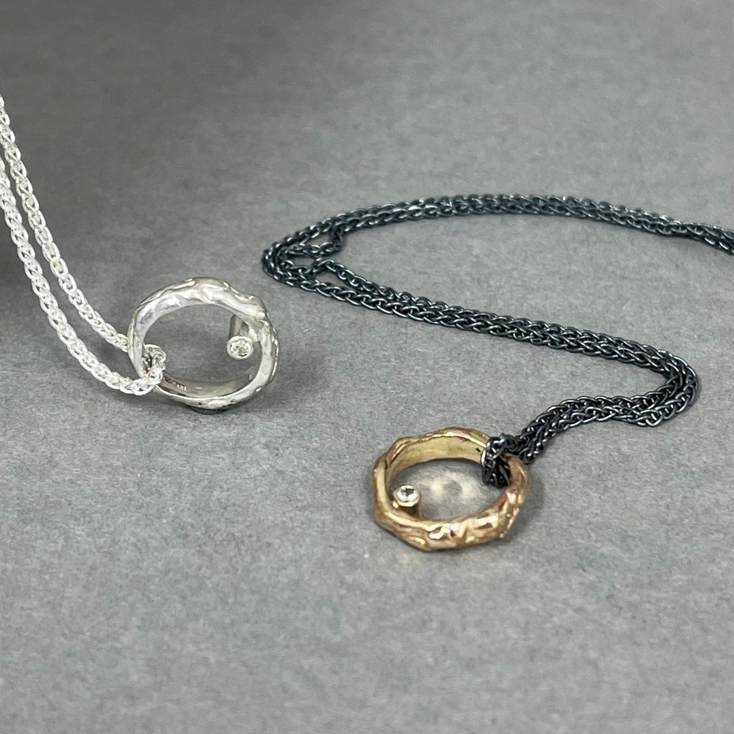 Gold Diamond Molten Hoop Necklace - Emily Lisbeth Jewellery