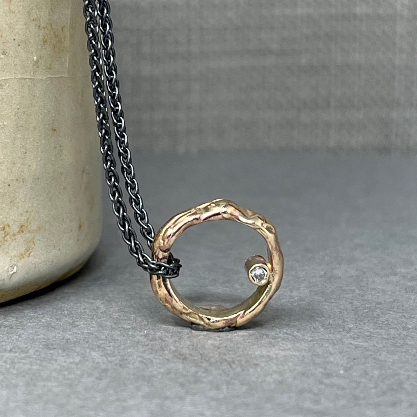 Gold Diamond Molten Hoop Necklace - Emily Lisbeth Jewellery
