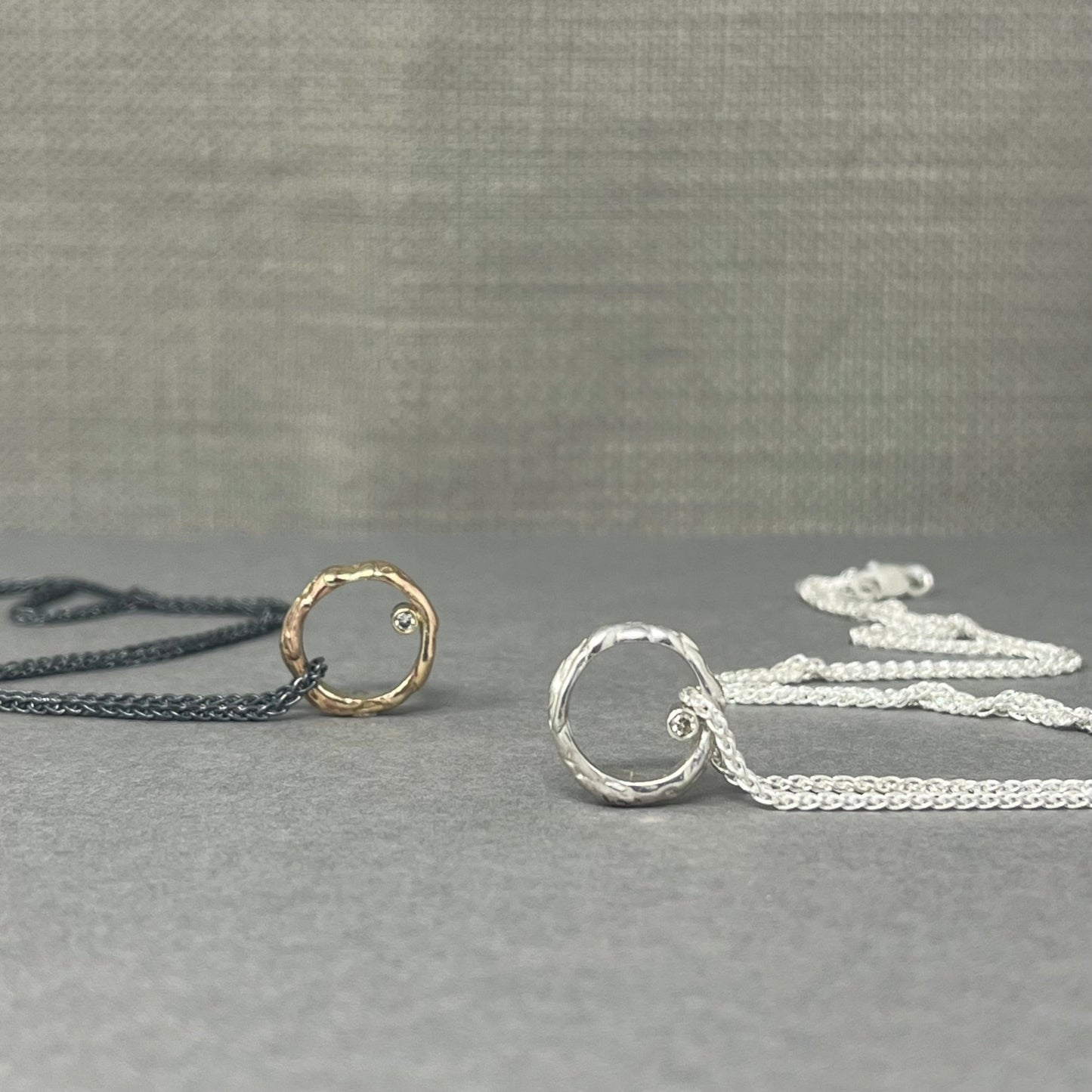 Gold Diamond Molten Hoop Necklace - Emily Lisbeth Jewellery