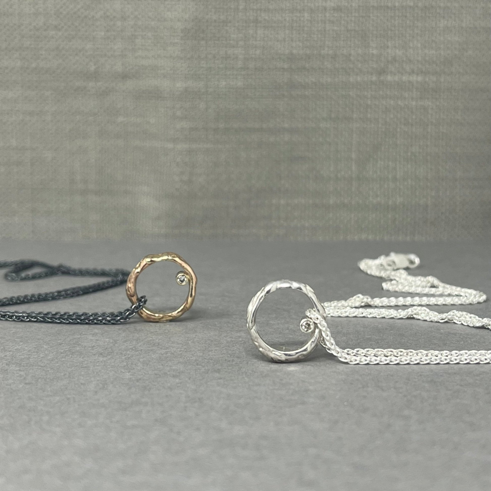 Gold Diamond Molten Hoop Necklace - Emily Lisbeth Jewellery