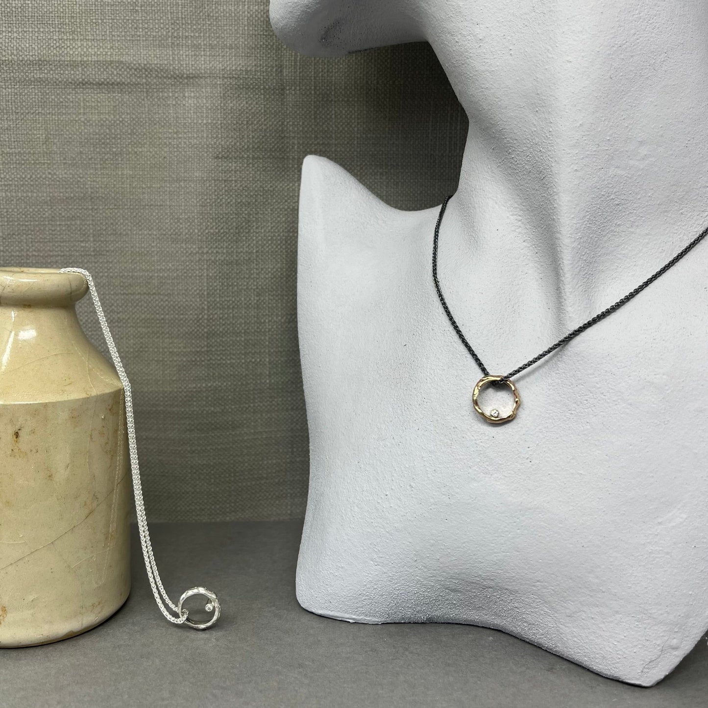 Gold Diamond Molten Hoop Necklace - Emily Lisbeth Jewellery