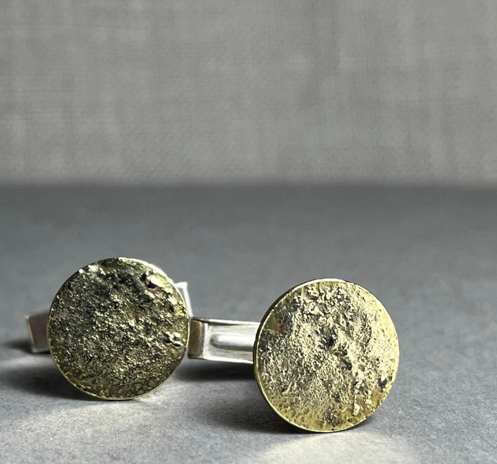 Moon Landing Cufflinks / Sterling Silver and Brass