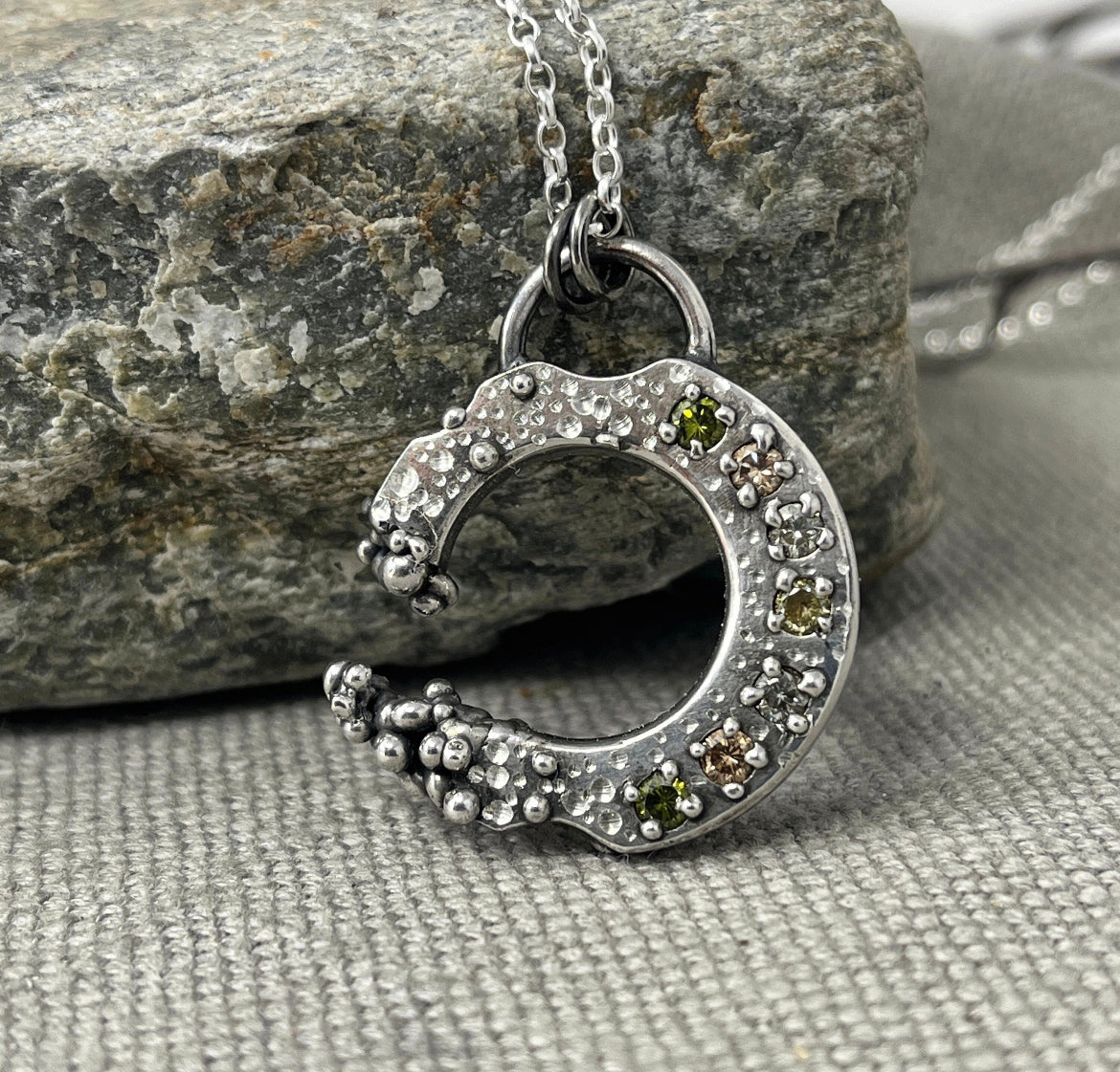 Rock Pool Gemstone Necklace / Sterling Silver