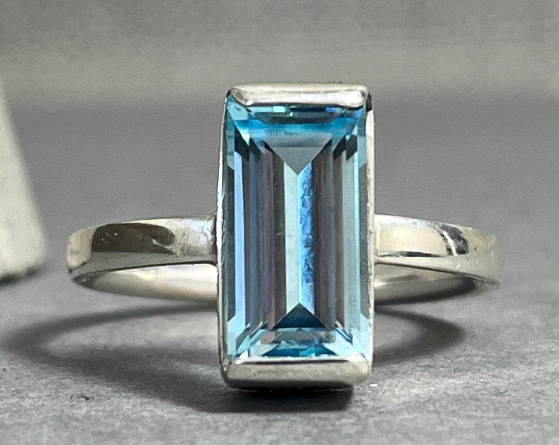 Baguette Topaz Cocktail Ring / Sterling Silver and Topaz