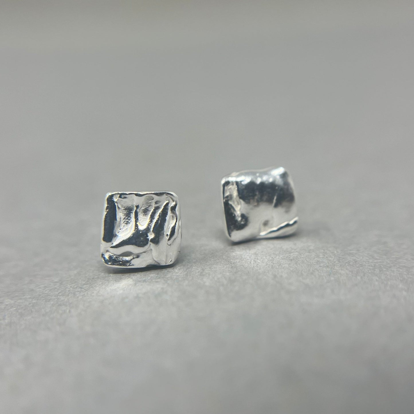 Large Silver Molten Studs - Emily Lisbeth Jewellery