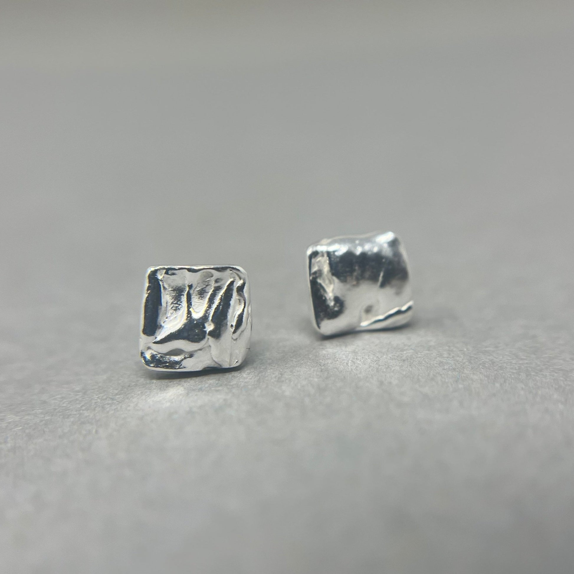 Large Silver Molten Studs - Emily Lisbeth Jewellery