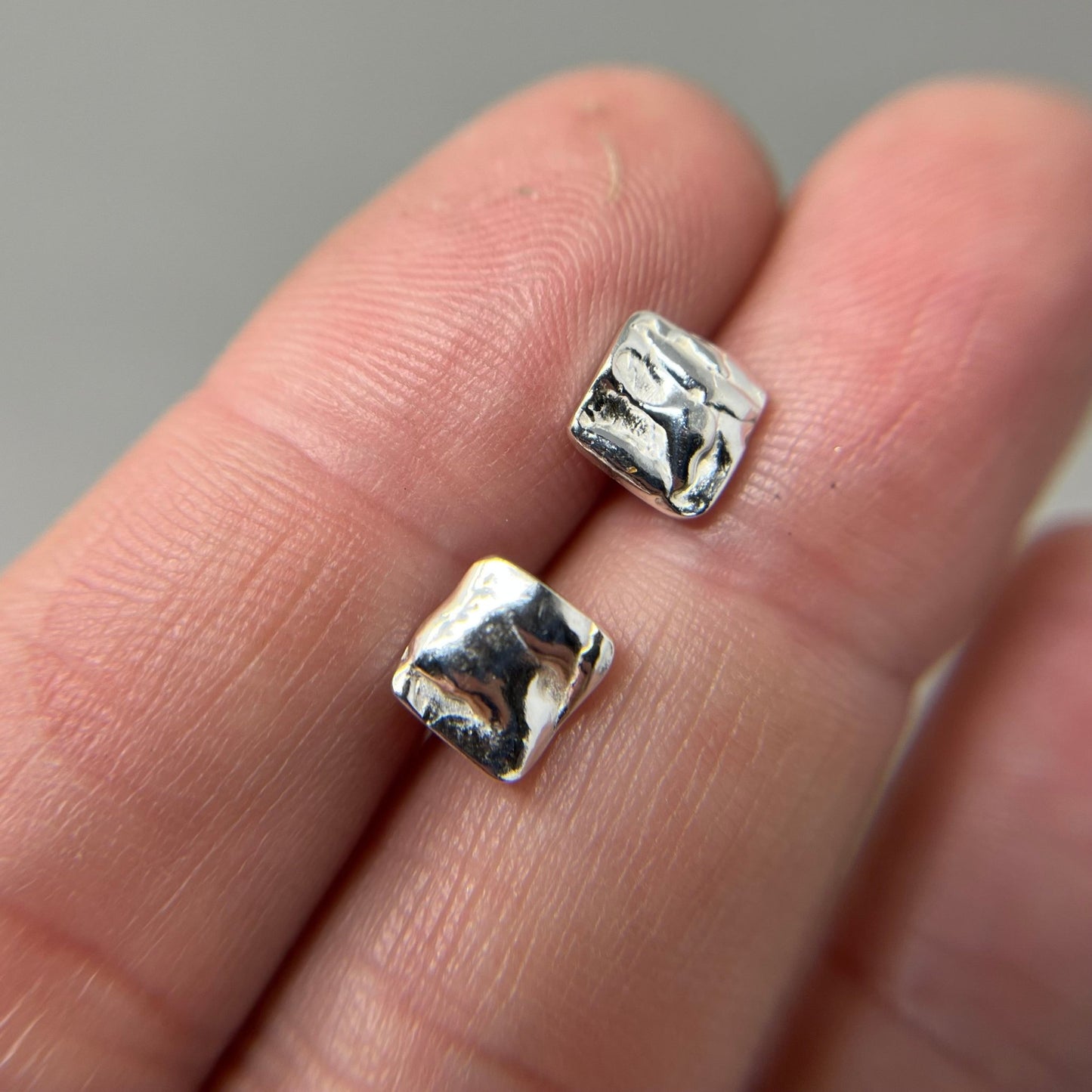 Large Silver Molten Studs - Emily Lisbeth Jewellery