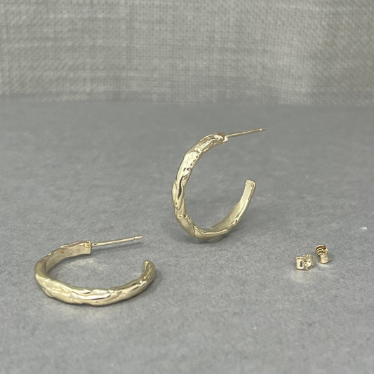 Medium Gold Molten Hoop Earrings - Emily Lisbeth Jewellery