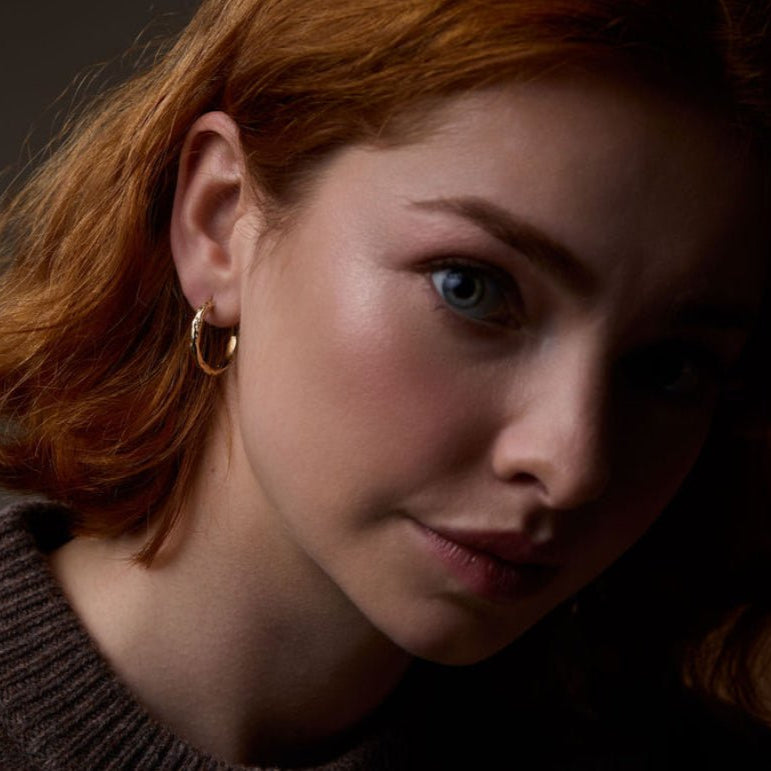 Medium Gold Molten Hoop Earrings - Emily Lisbeth Jewellery
