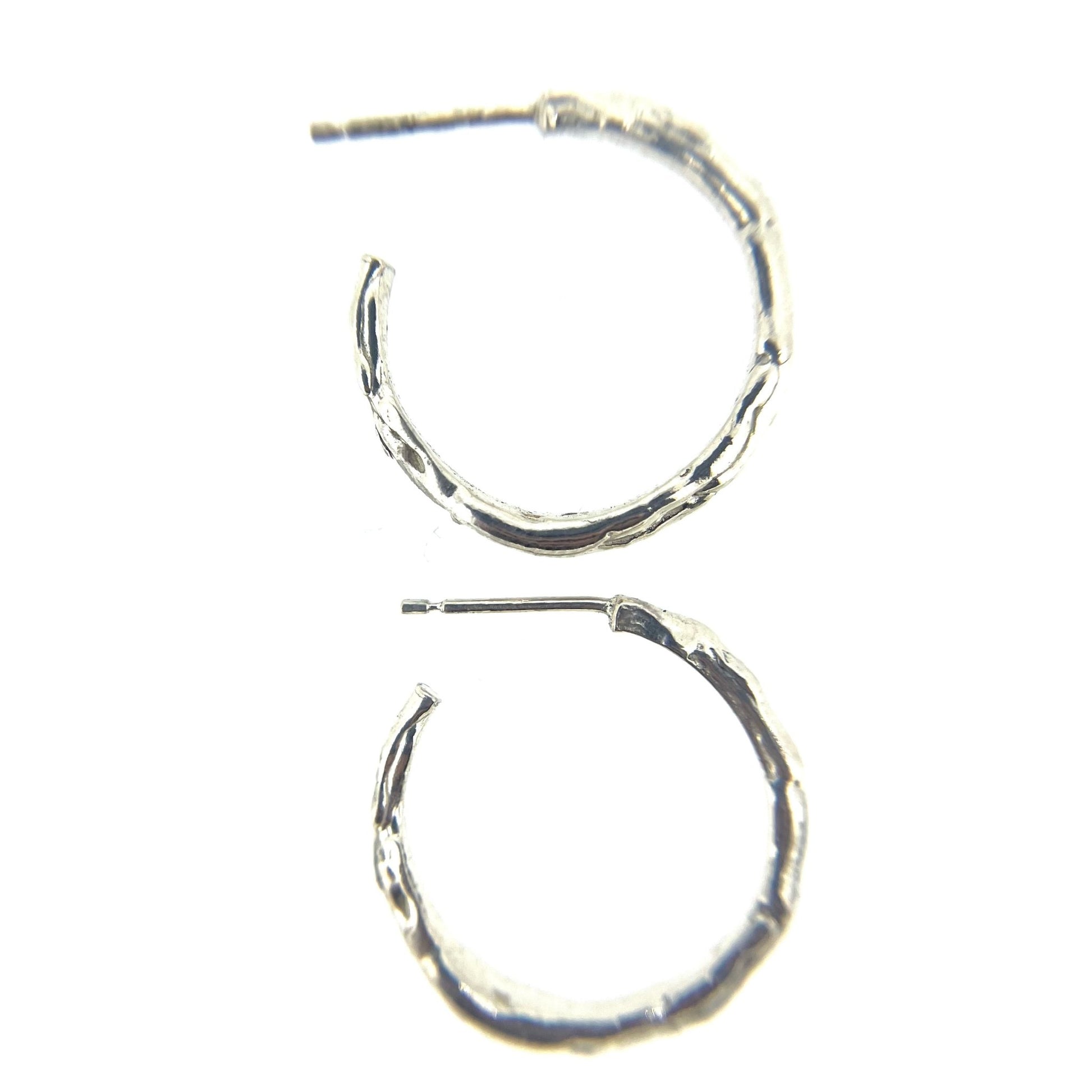 Medium Silver Molten Hoop Earrings - Emily Lisbeth Jewellery