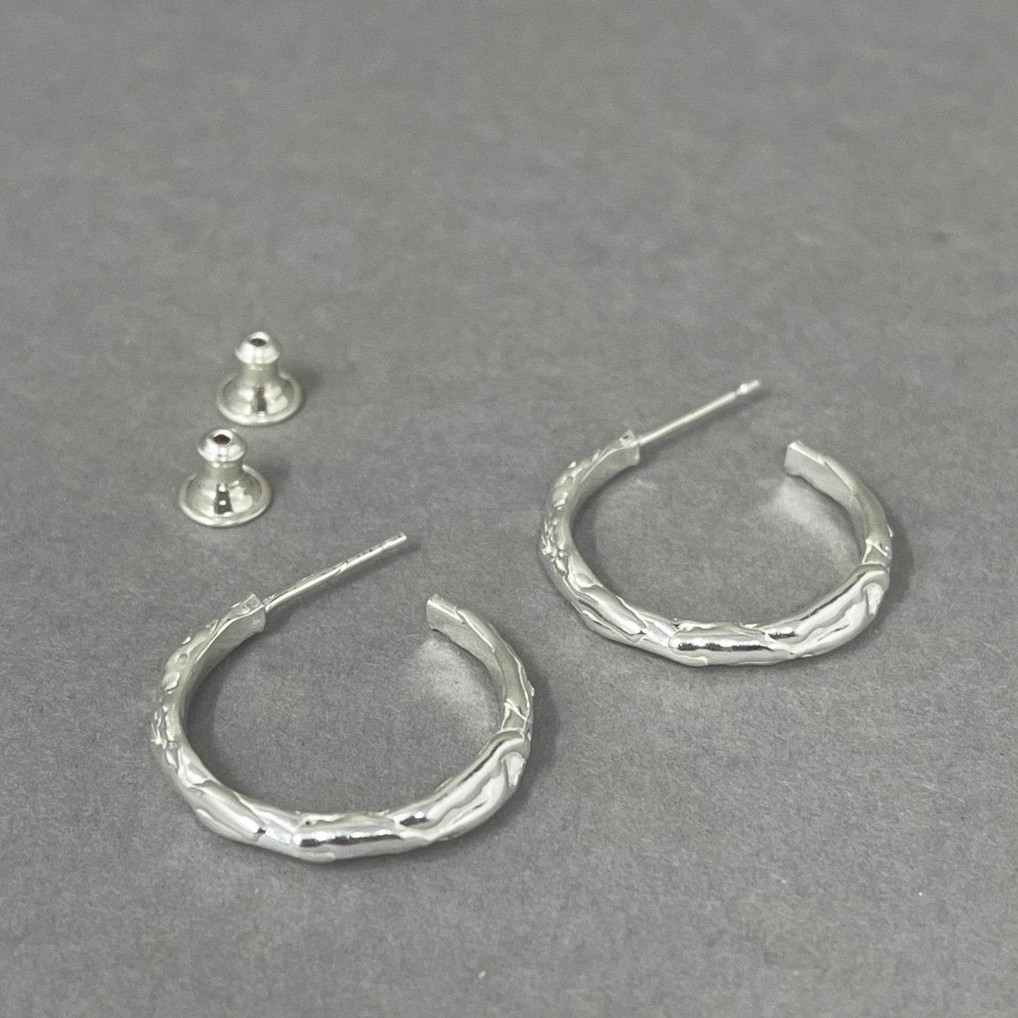 Medium Silver Molten Hoop Earrings - Emily Lisbeth Jewellery