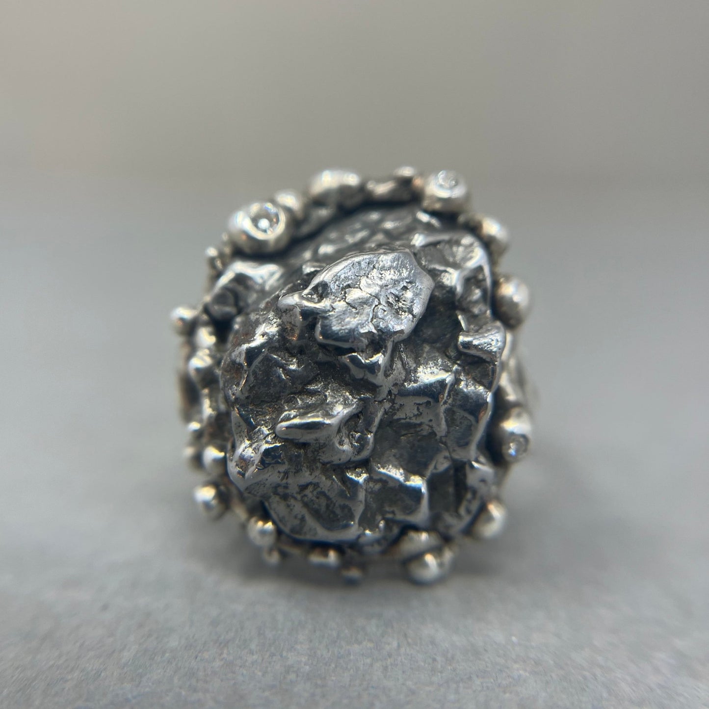 Meteorite and Diamond Statement Ring - Emily Lisbeth Jewellery