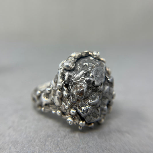 Meteorite and Diamond Statement Ring - Emily Lisbeth Jewellery
