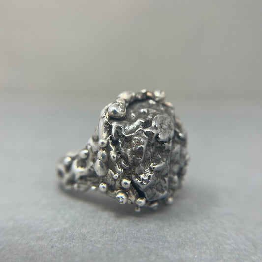 Meteorite and Diamond Statement Ring - Emily Lisbeth Jewellery