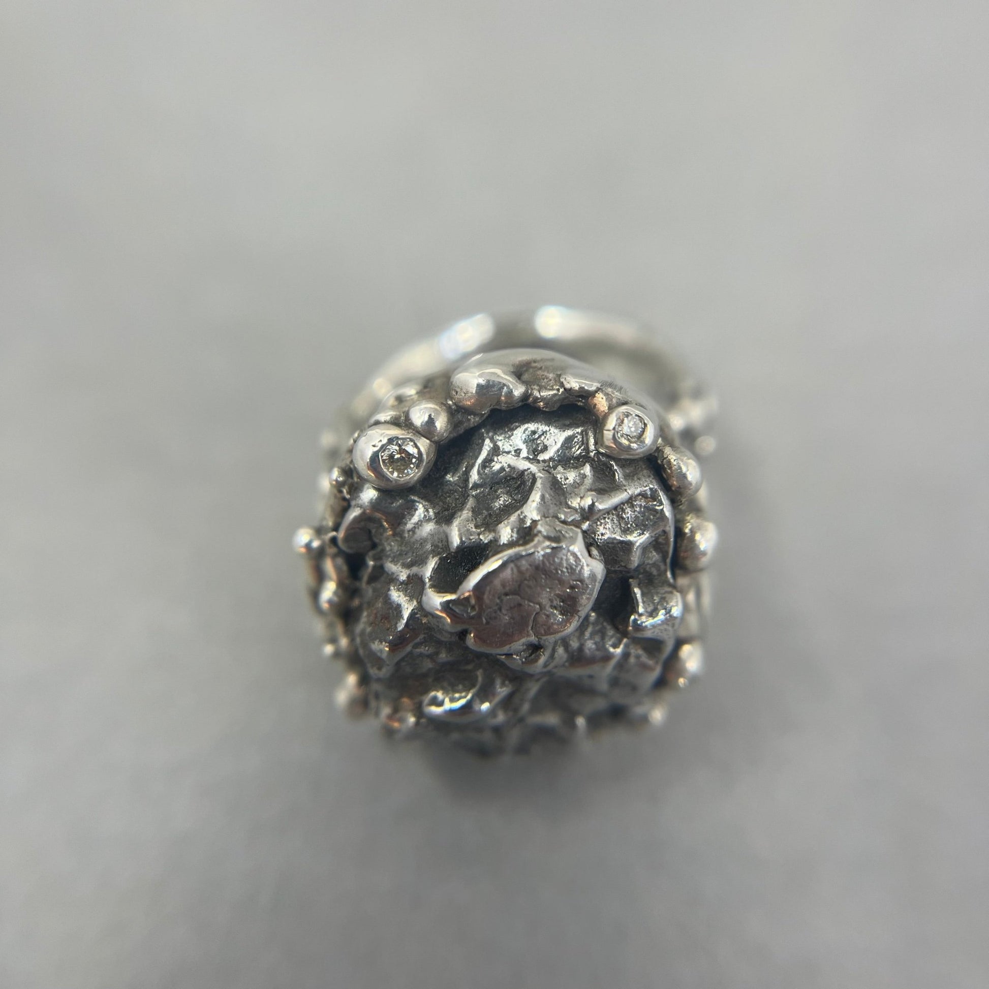 Meteorite and Diamond Statement Ring - Emily Lisbeth Jewellery