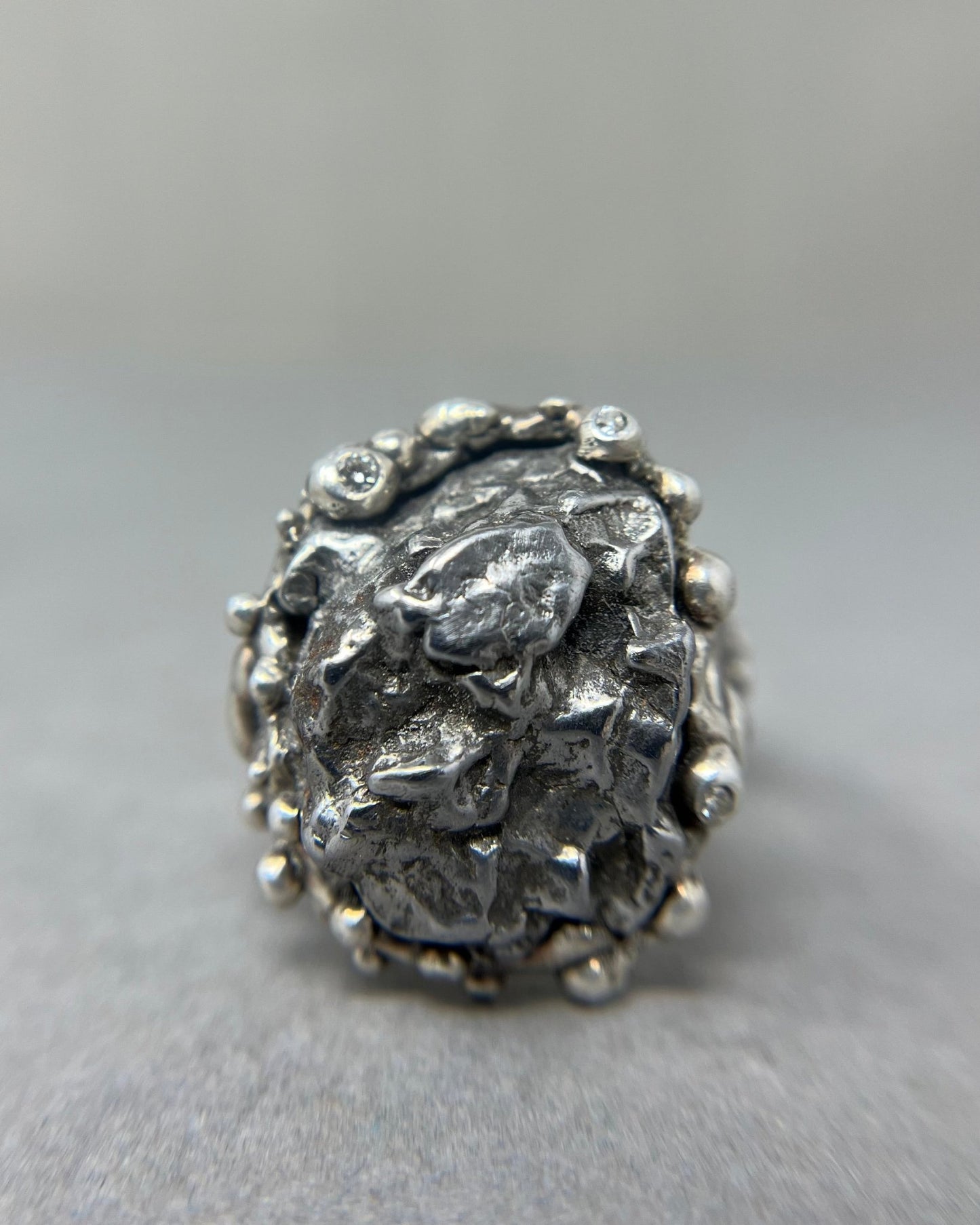 Meteorite and Diamond Statement Ring - Emily Lisbeth Jewellery
