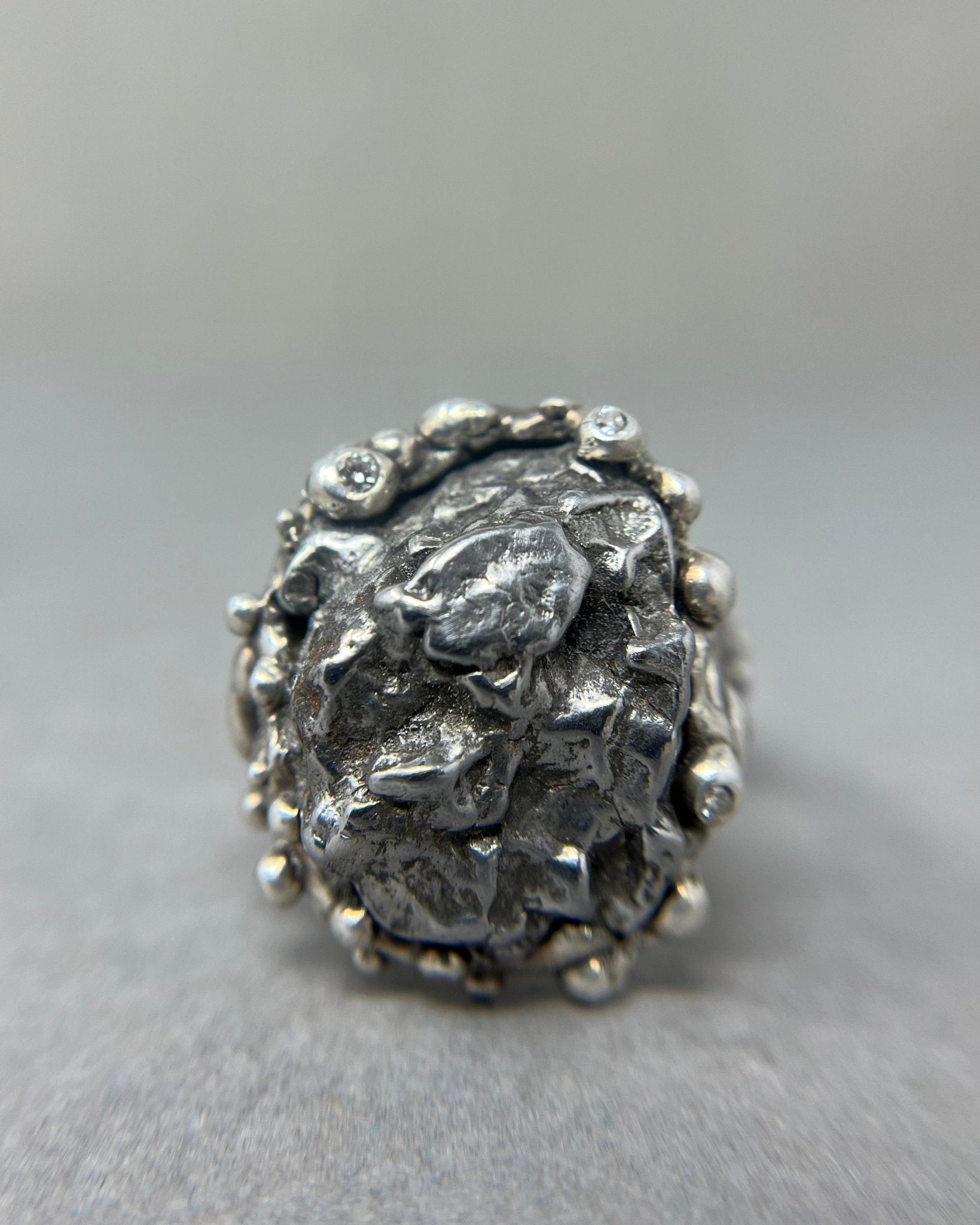 Meteorite and Diamond Statement Ring - Emily Lisbeth Jewellery