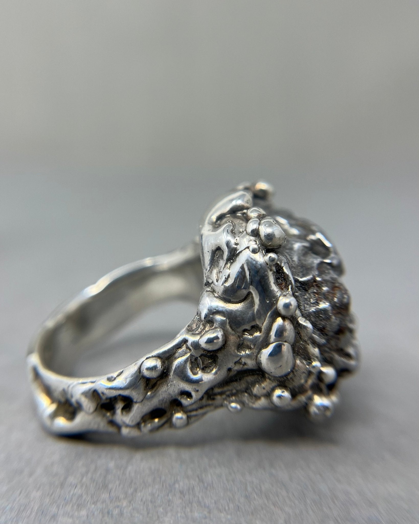 Meteorite and Diamond Statement Ring - Emily Lisbeth Jewellery