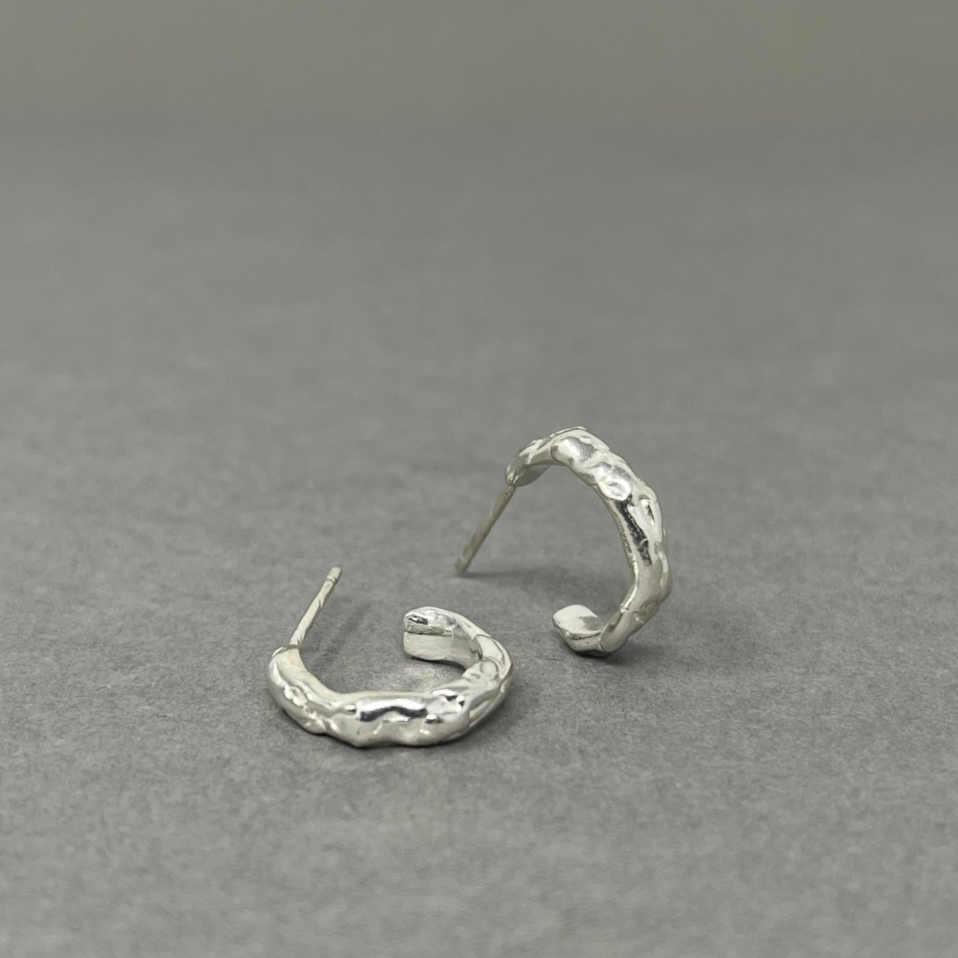 Mini Silver Molten Hoops - Emily Lisbeth Jewellery