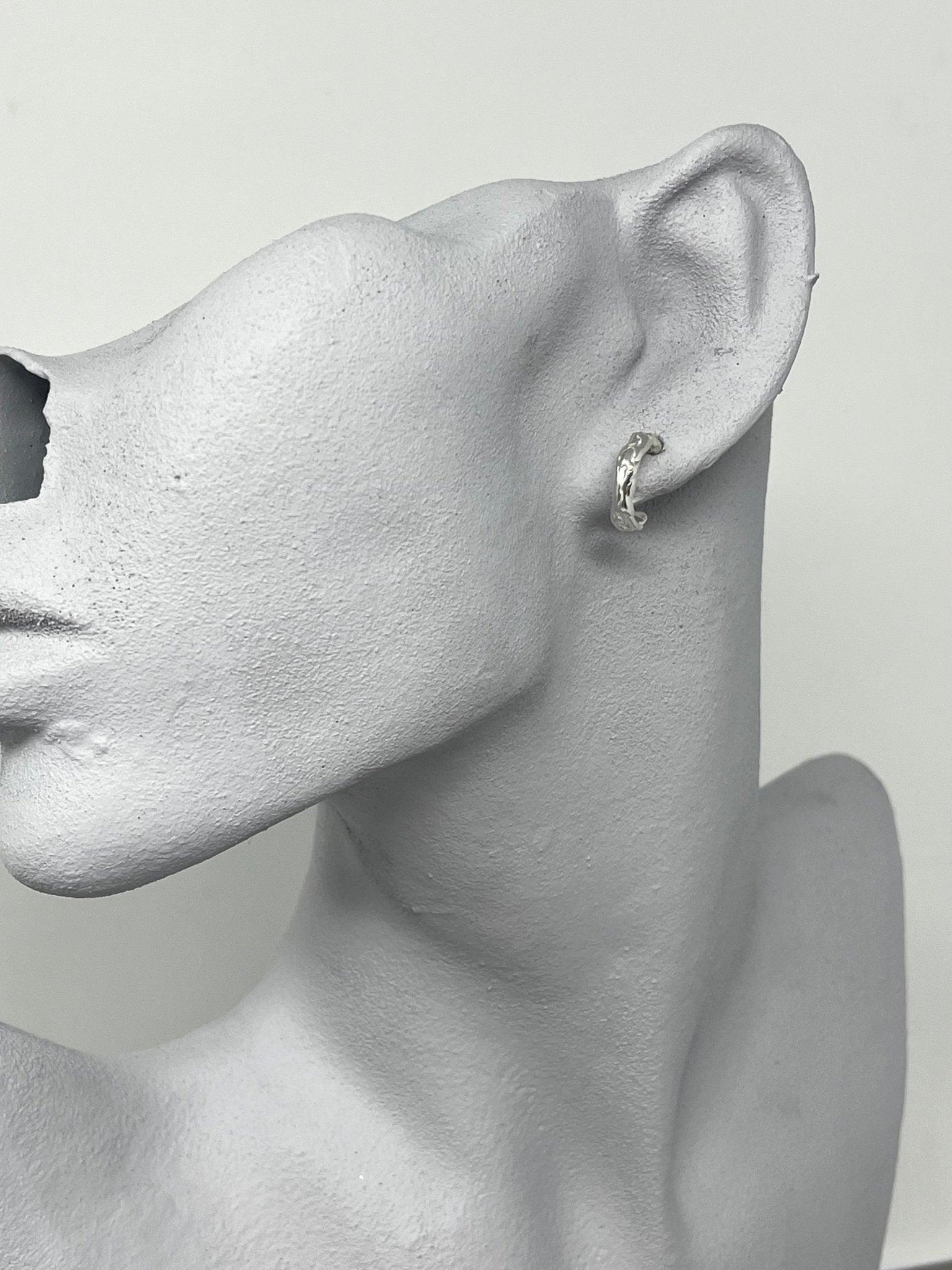 Mini Silver Molten Hoops - Emily Lisbeth Jewellery