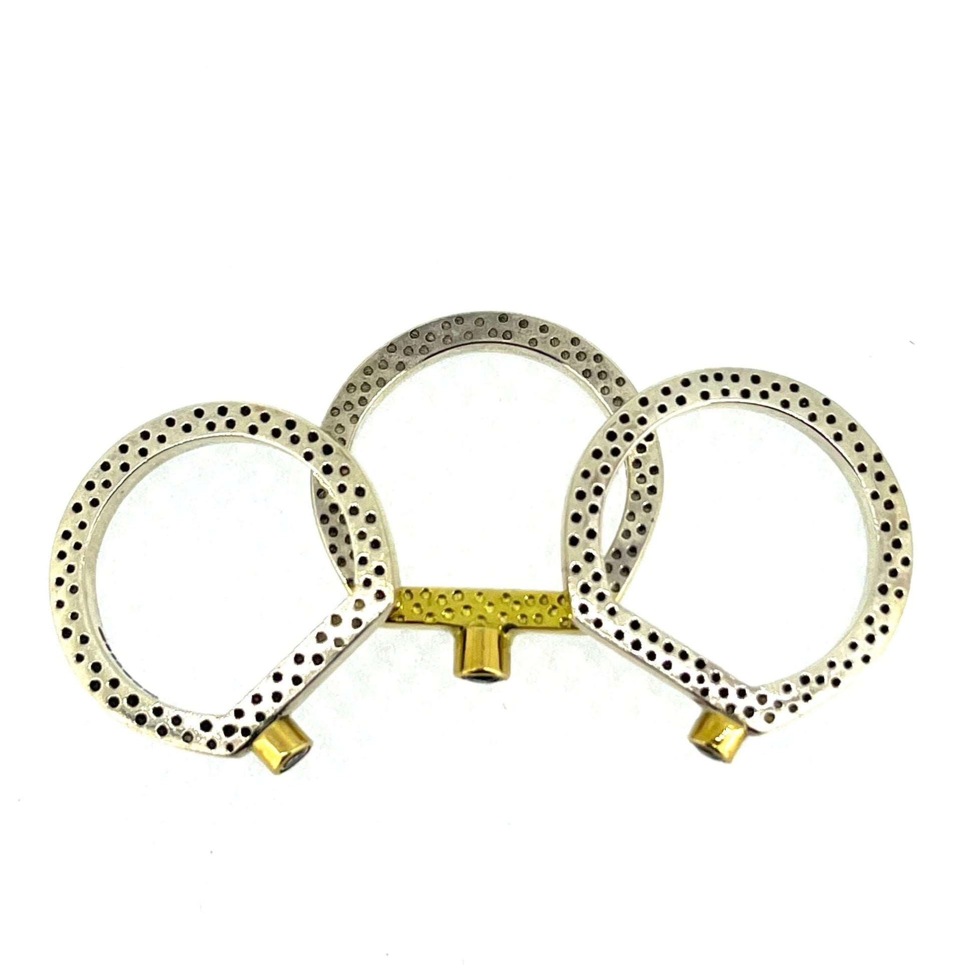 Moissanite & Sapphire, Silver and 18ct Gold Stacking Rings - Emily Lisbeth Jewellery