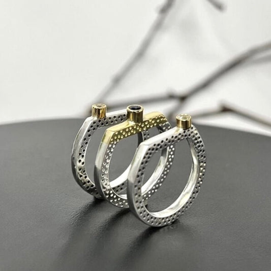 Moissanite & Sapphire Stacking Rings - Emily Lisbeth Jewellery