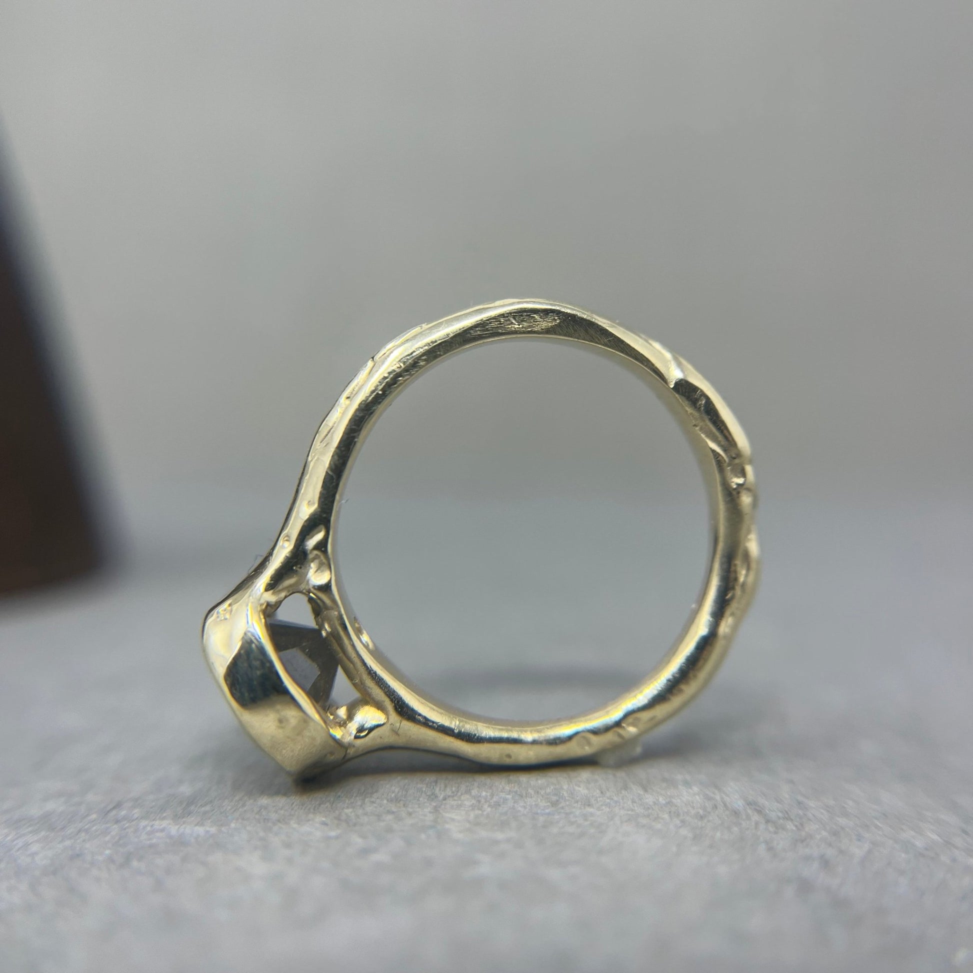 Molten Gold and Salt and Pepper Diamond Engagement Ring - Emily Lisbeth Jewellery