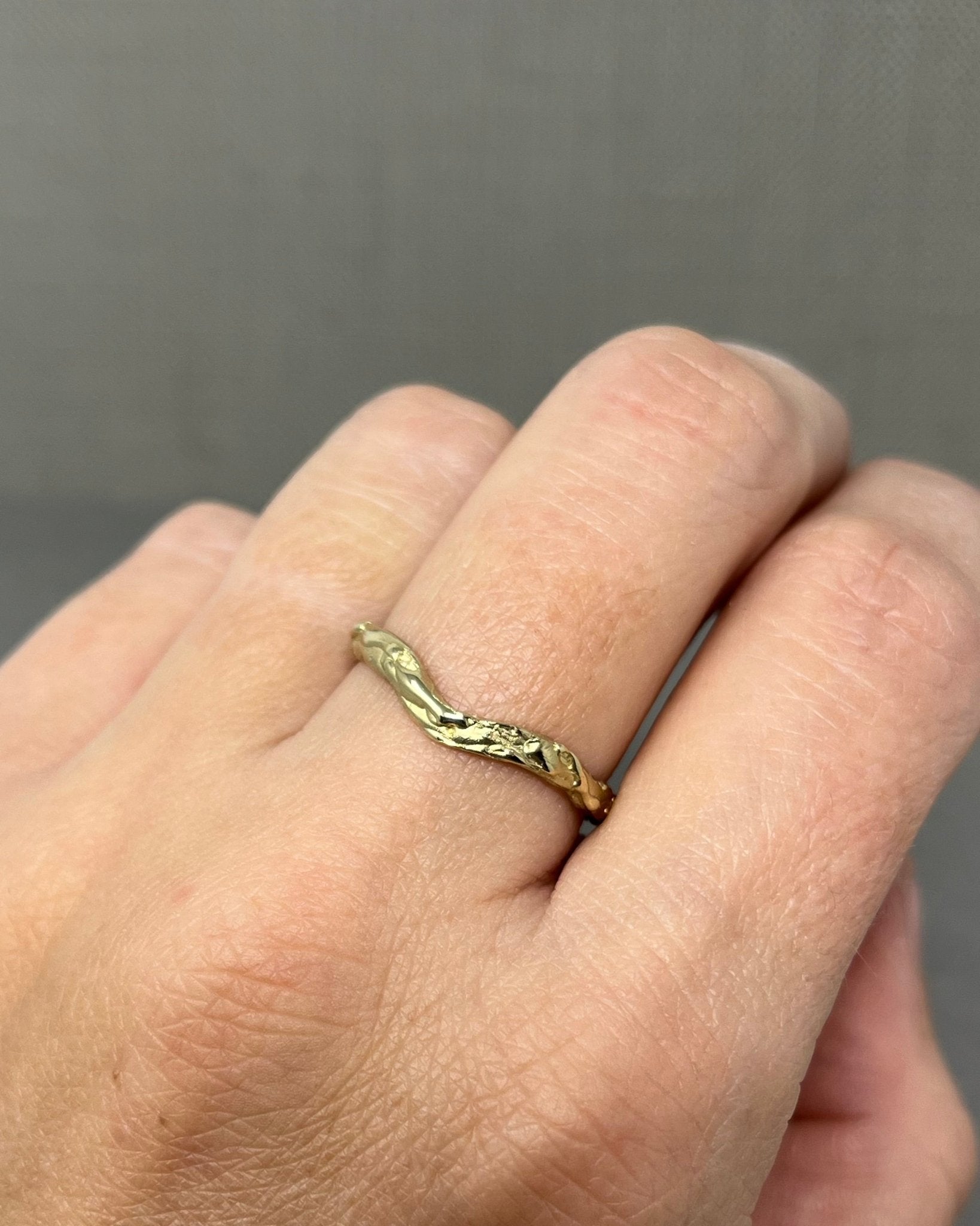 Molten Gold Wishbone Ring - Emily Lisbeth Jewellery