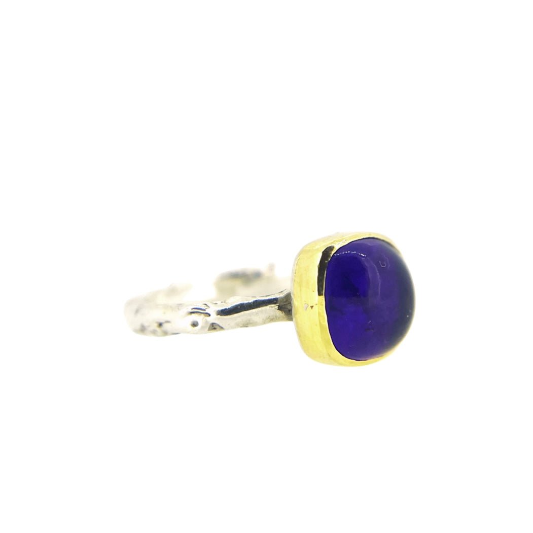 Molten Silver and Gold Amethyst Ring - Emily Lisbeth Jewellery