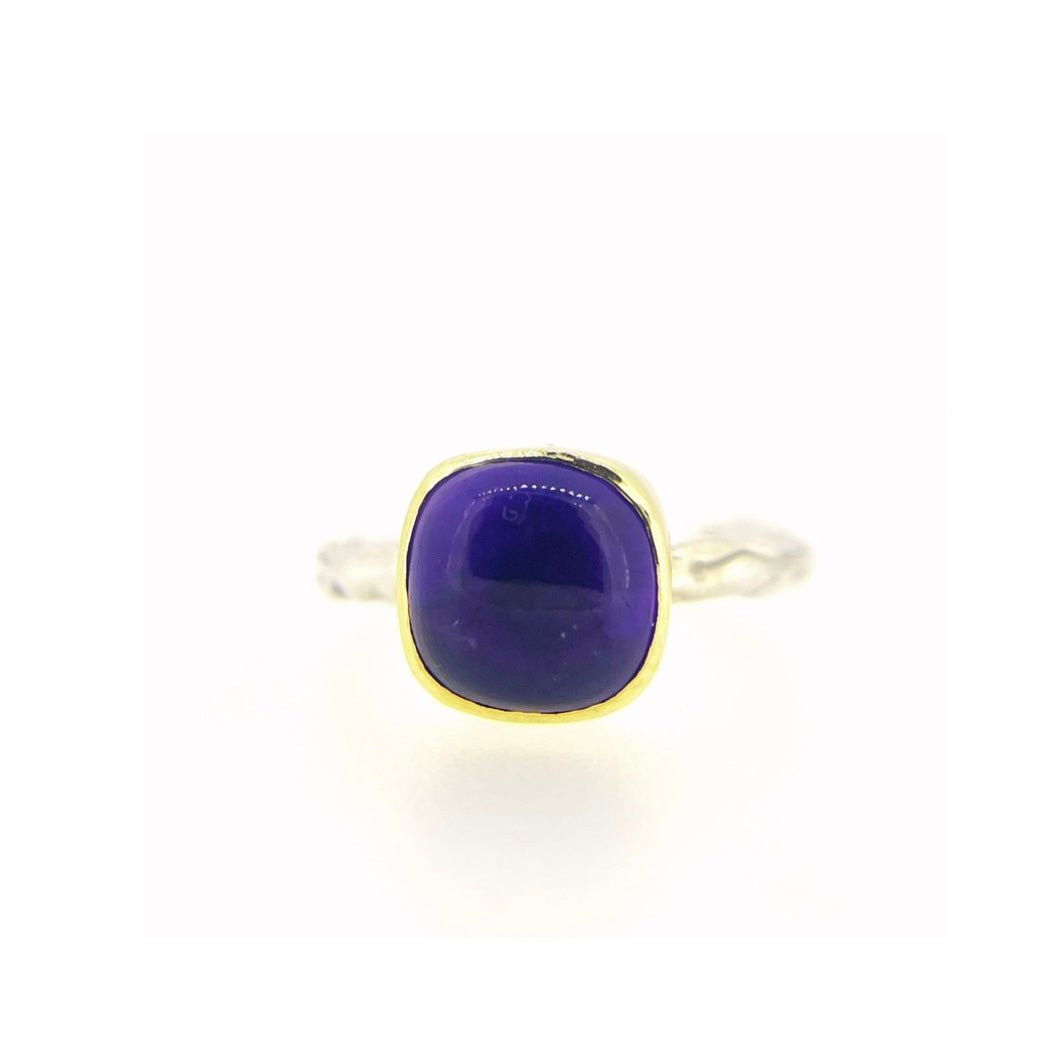 Molten Silver and Gold Amethyst Ring - Emily Lisbeth Jewellery