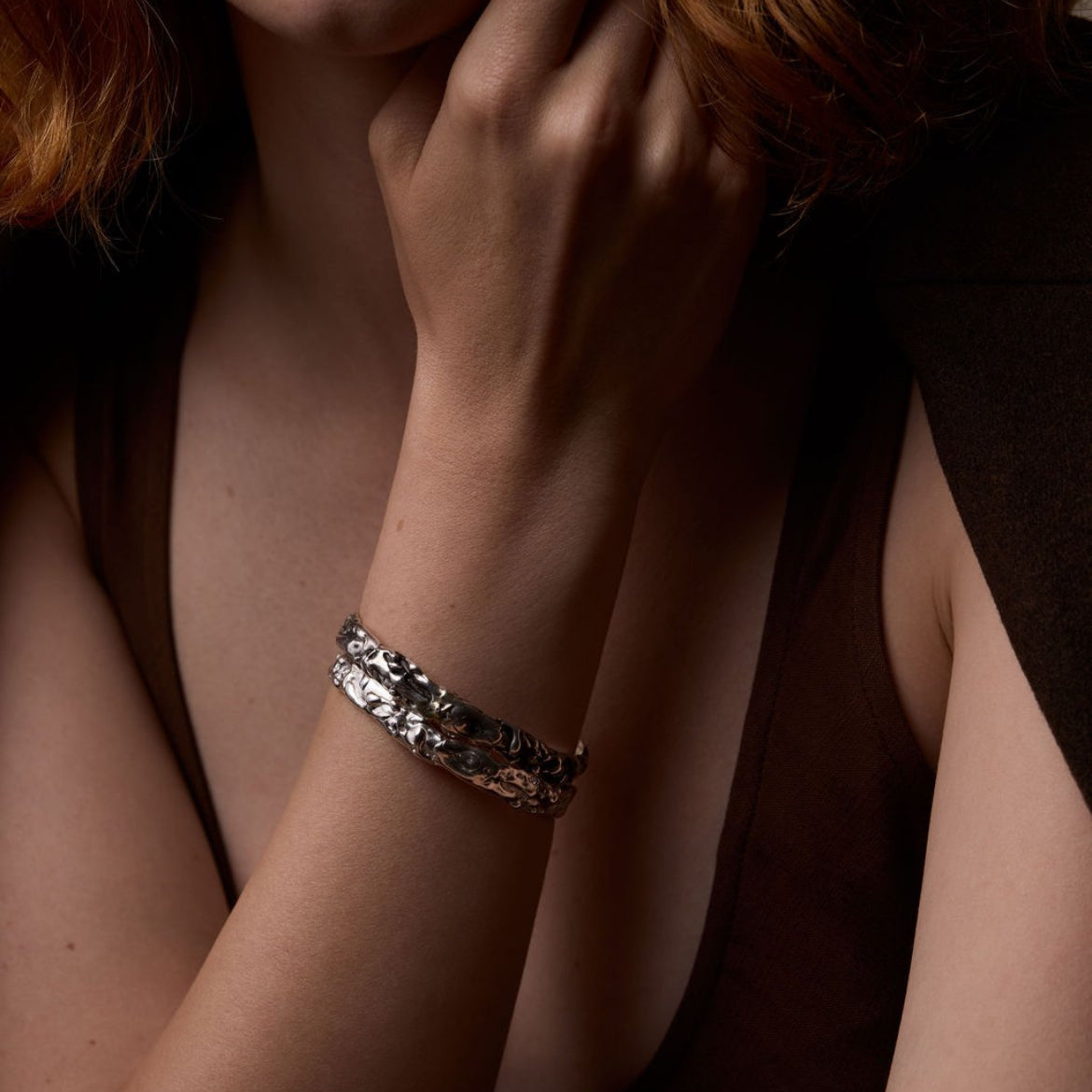 Molten Silver Bangle - Emily Lisbeth Jewellery