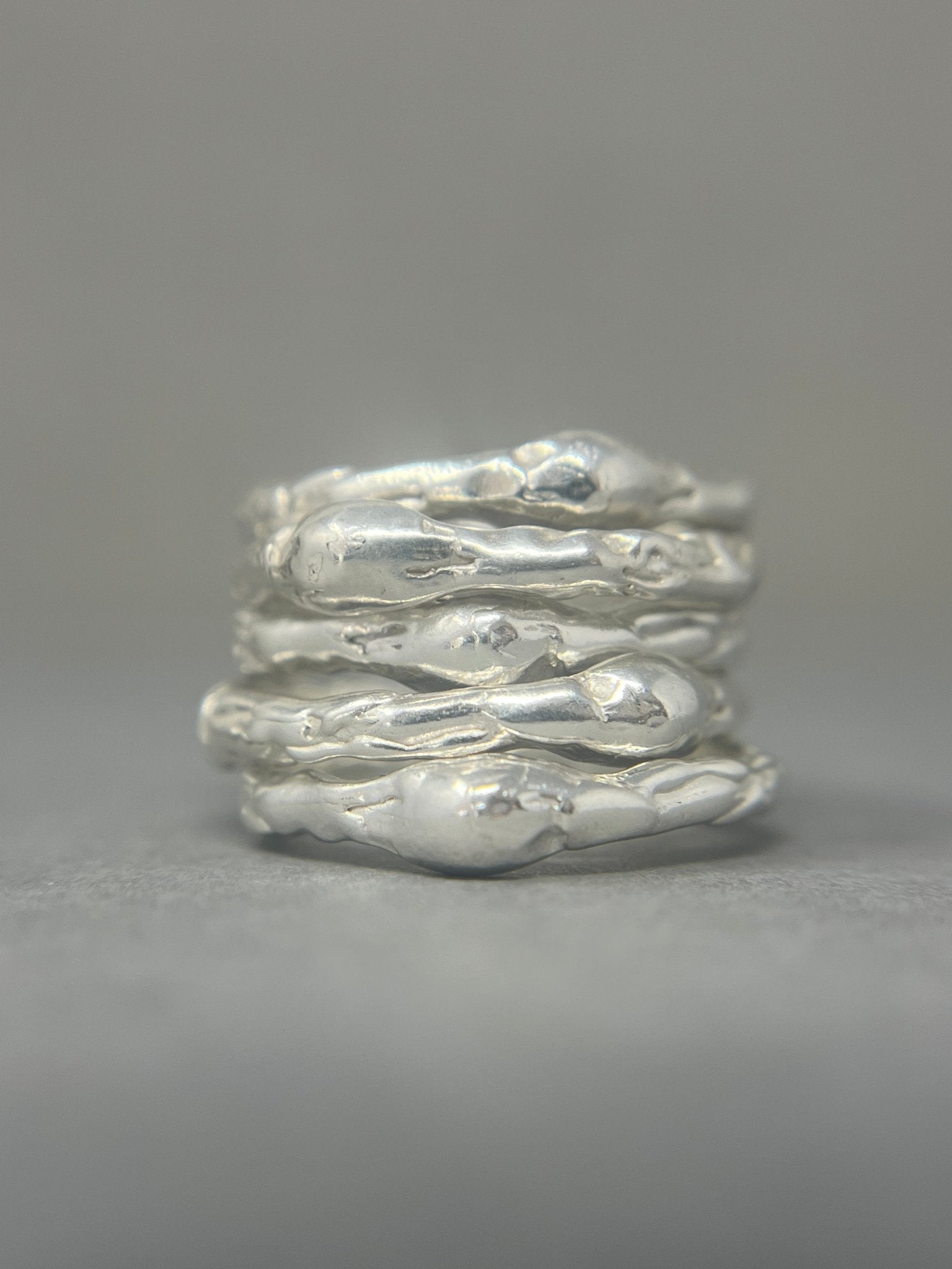Molten Silver Dew Drop Ring - Emily Lisbeth Jewellery