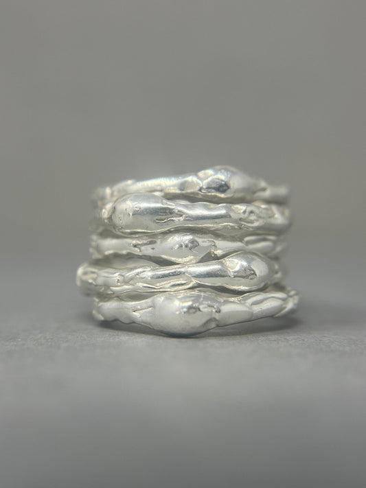 Molten Silver Dew Drop Ring - Emily Lisbeth Jewellery
