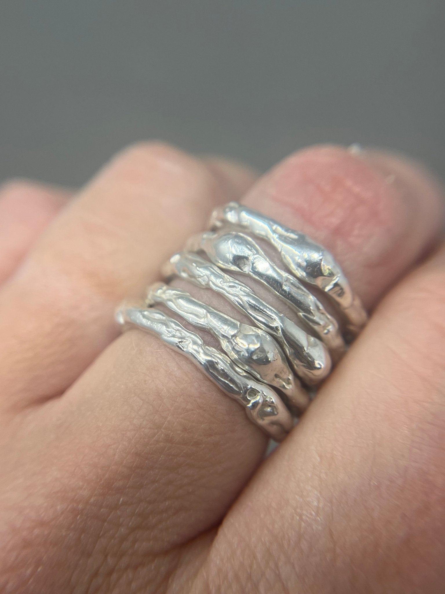 Molten Silver Dew Drop Ring - Emily Lisbeth Jewellery