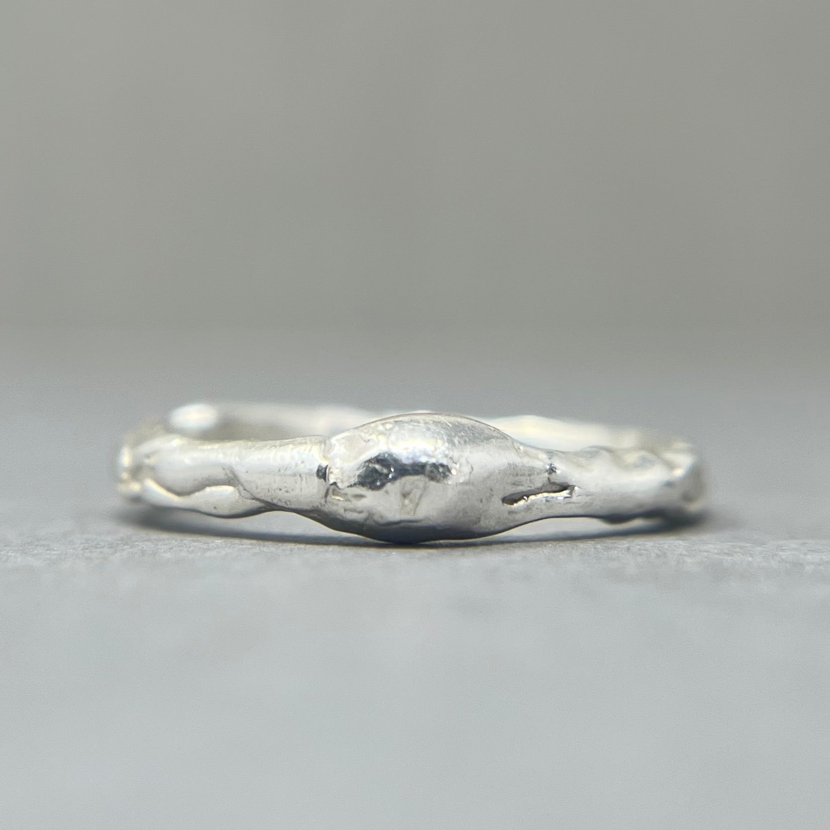 Molten Silver Dew Drop Ring - Emily Lisbeth Jewellery