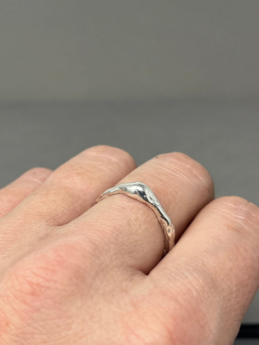 Molten Silver Dew Drop Ring - Emily Lisbeth Jewellery