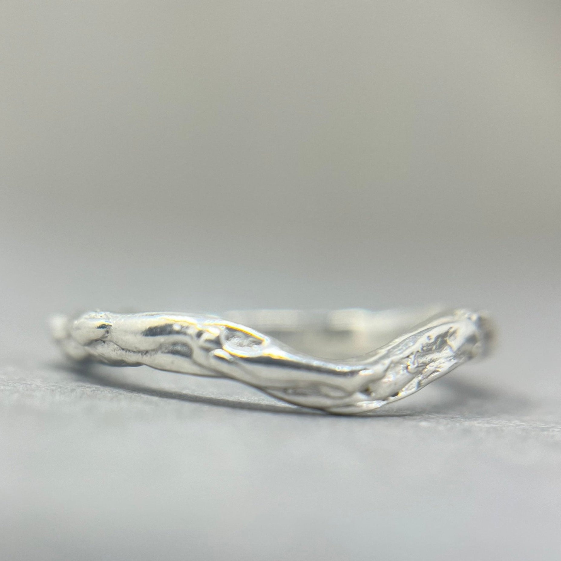 Molten Silver Wishbone Ring - Emily Lisbeth Jewellery