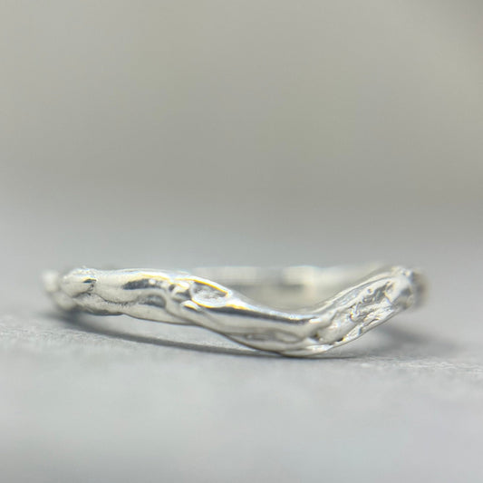 Molten Silver Wishbone Ring - Emily Lisbeth Jewellery