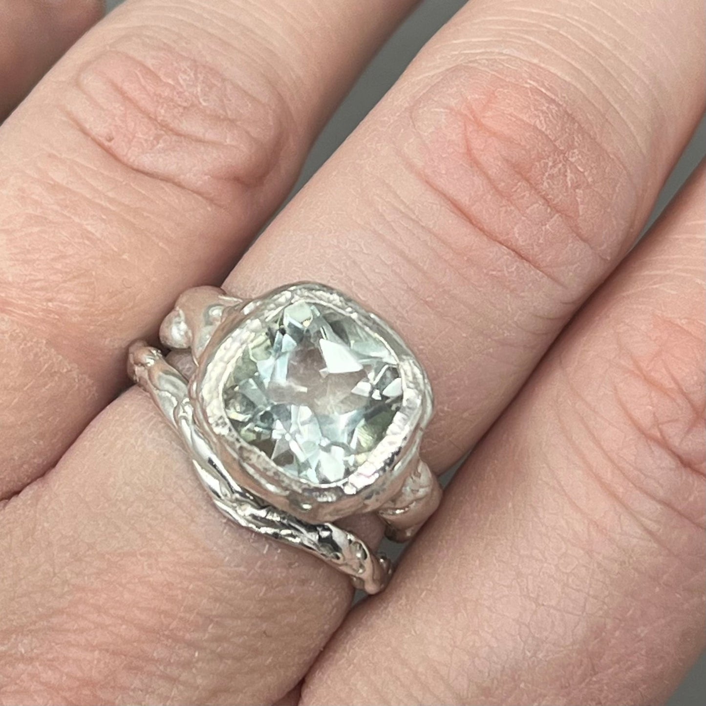 Molten Silver Wishbone Ring - Emily Lisbeth Jewellery