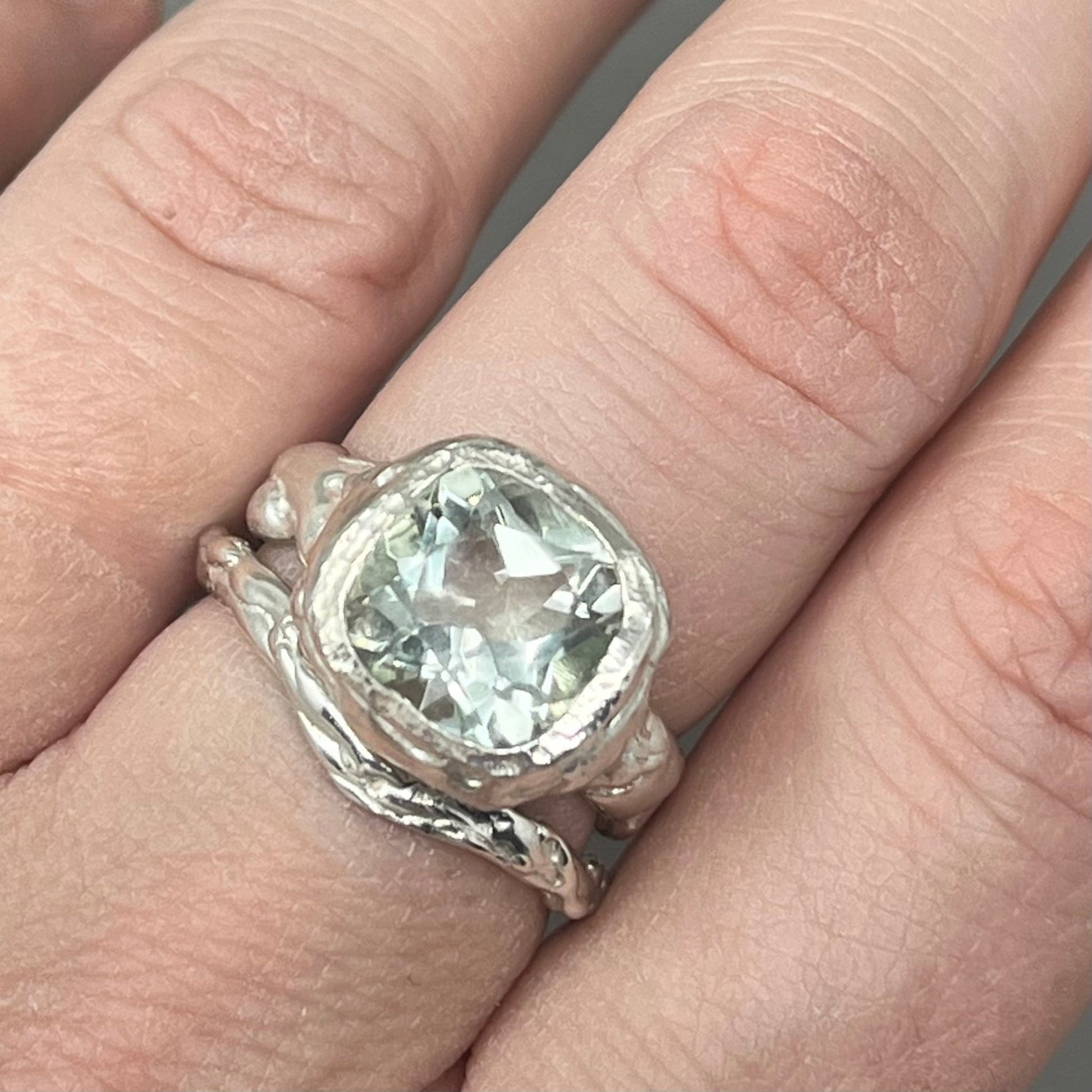 Molten Silver Wishbone Ring - Emily Lisbeth Jewellery