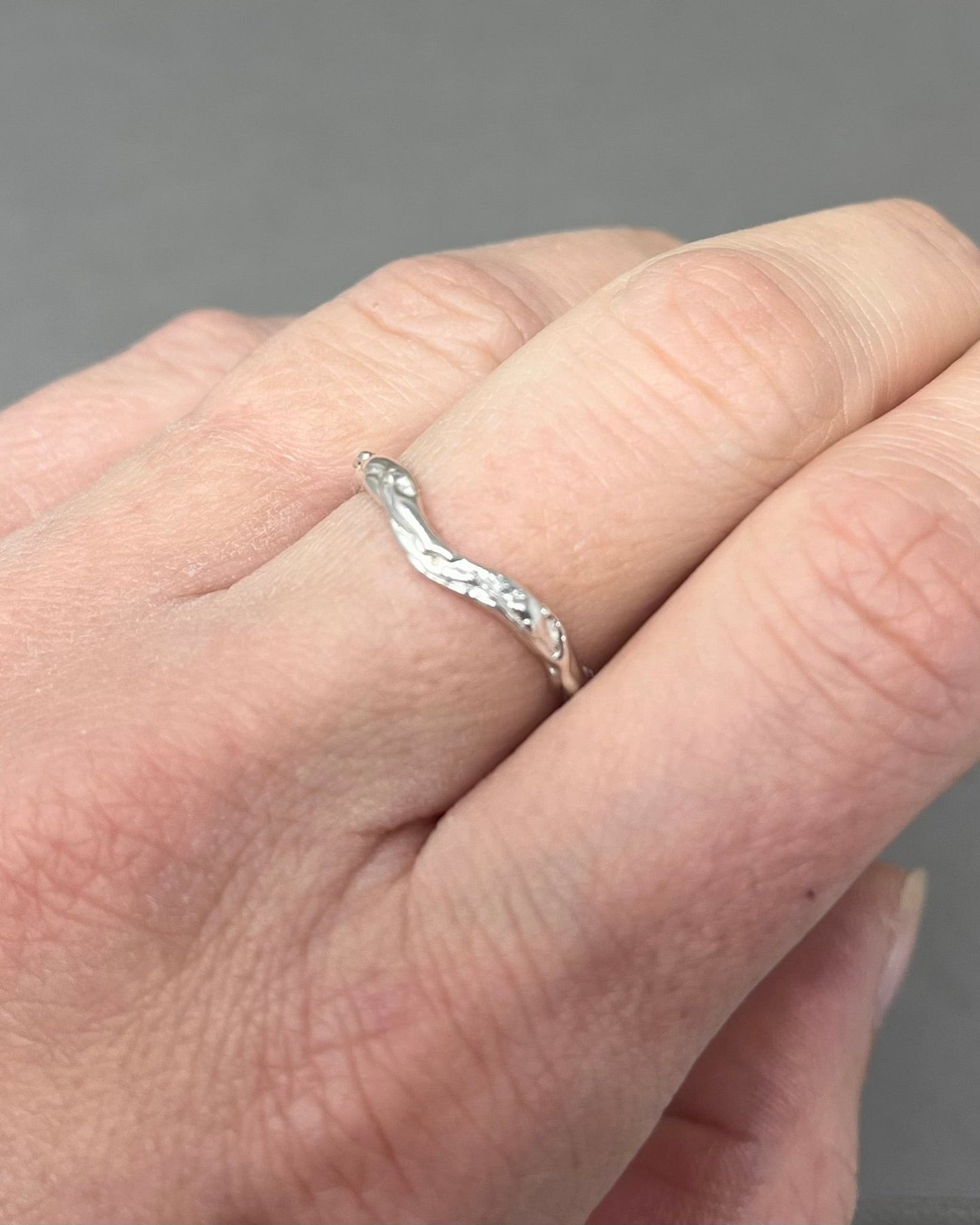 Molten Silver Wishbone Ring - Emily Lisbeth Jewellery