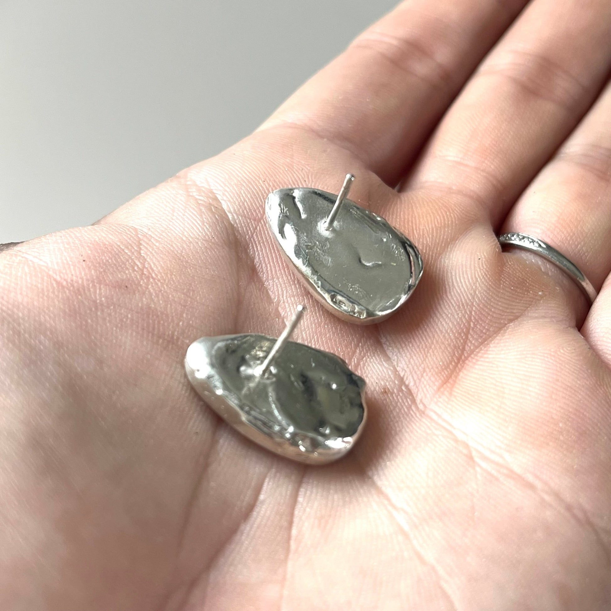 Rutilated Quartz Molten Silver Earrings - Emily Lisbeth Jewellery