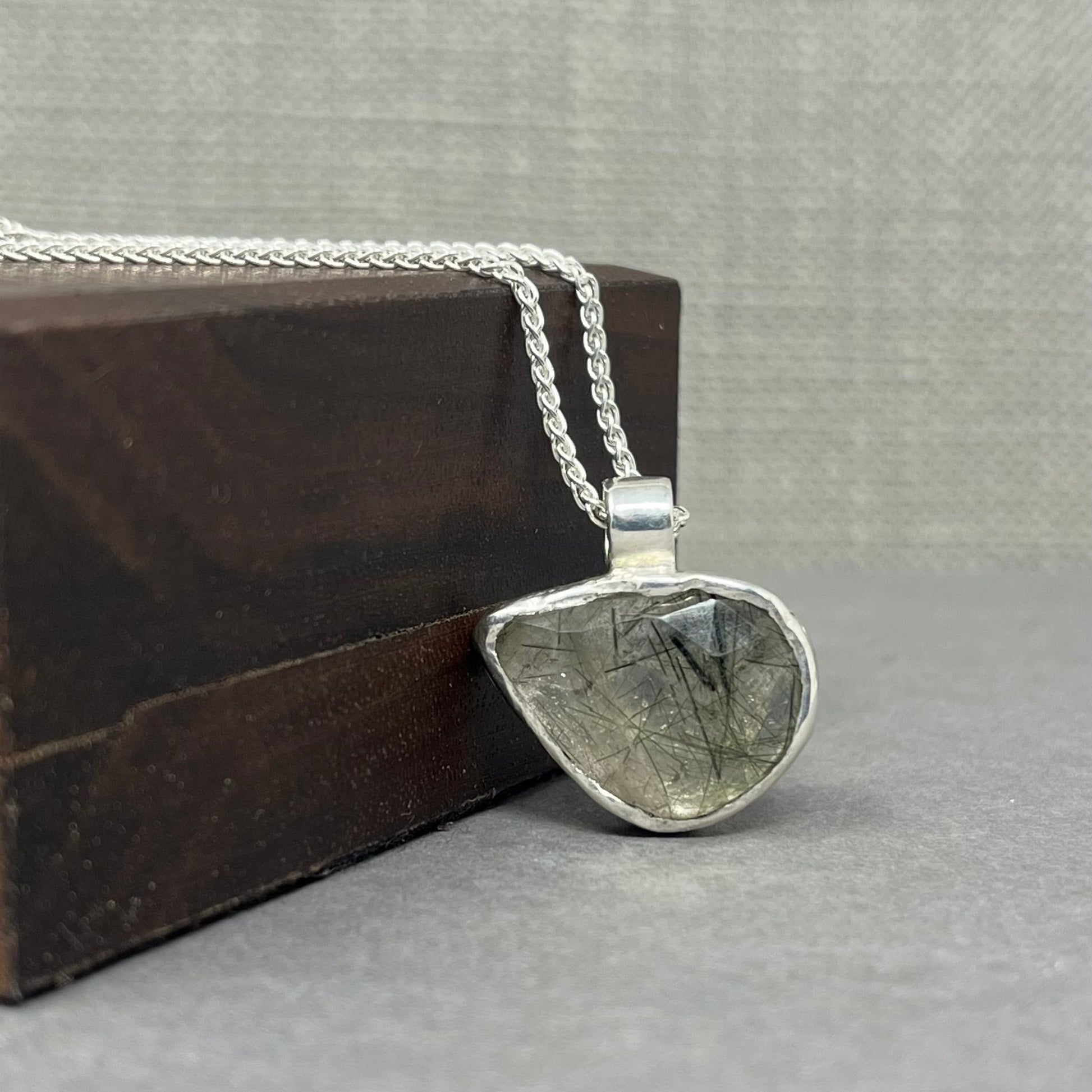 Rutilated Quartz Molten Silver Necklace - Emily Lisbeth Jewellery