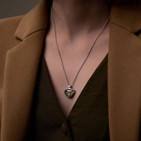 Rutilated Quartz Molten Silver Necklace - Emily Lisbeth Jewellery