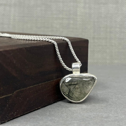 Rutilated Quartz Molten Silver Necklace - Emily Lisbeth Jewellery